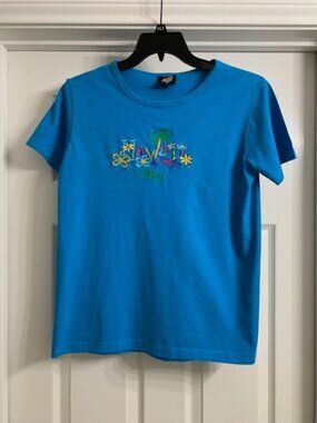 Aloha Brand Women's Turquoise T-Shirt, Maui Hawaii, Size Medium